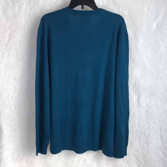 CLUB ROOM Majestic Teal Blue V-Neck Wool Blend - Picture 8 of 10